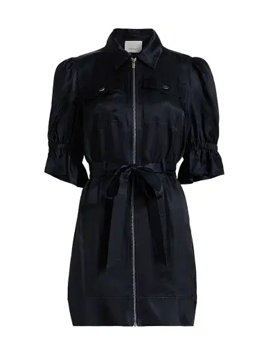 Cinq à Sept Women's Holly Satin Puff-Sleeve Minidress - Navy - Size 14 | Thumbnail 1