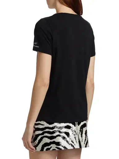 Cinq à Sept Women's 'Bonjour Mon Amour' Embellished Eiffel Tower Cotton T-Shirt - Black - Size Medium | Thumbnail 5