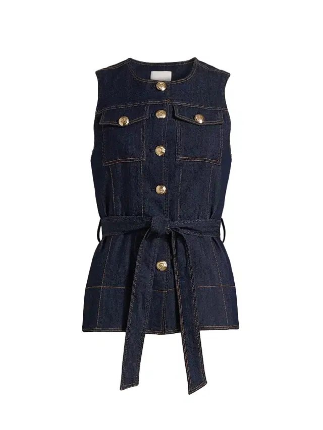 Cinq à Sept Women's Reenee Denim Tie-Waist Vest - Indigo