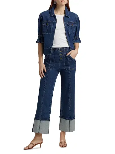 Cinq à Sept Women's Benji Cuffed Flare Jeans - Ocean | Thumbnail 2