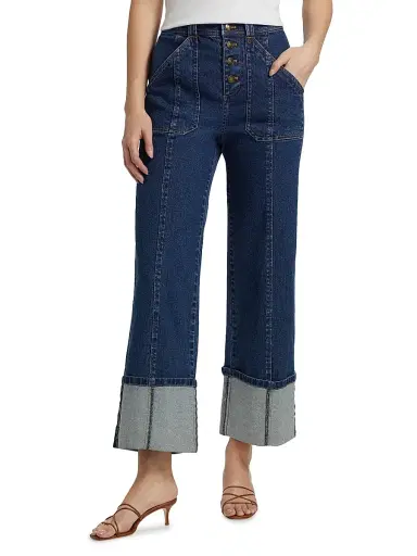 Cinq à Sept Women's Benji Cuffed Flare Jeans - Ocean | Thumbnail 3