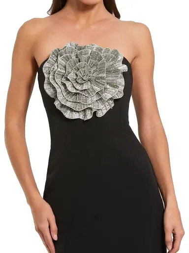 Mac Duggal Women's Crêpe 3D Rhinestone Flower Strapless Gown - Black - Size 14 | Thumbnail 3 Mac Duggal Women's Crêpe 3D Rhinestone Flower Strapless Gown - Black - Size 14 | Thumbnail 3