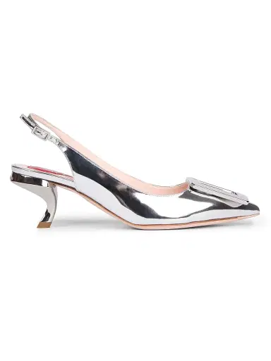 Roger Vivier Women's Virgule 55MM Metallic Leather Slingback Pumps | Thumbnail 1 Roger Vivier Women's Virgule 55MM Metallic Leather Slingback Pumps | Thumbnail 1