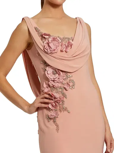 Mac Duggal Women's Evening Beaded Jersey Sleeveless Gown - Peach - Size 14 | Thumbnail 3 Mac Duggal Women's Evening Beaded Jersey Sleeveless Gown - Peach - Size 14 | Thumbnail 3