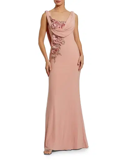 Mac Duggal Women's Evening Beaded Jersey Sleeveless Gown - Peach - Size 14 | Thumbnail 1 Mac Duggal Women's Evening Beaded Jersey Sleeveless Gown - Peach - Size 14 | Thumbnail 1