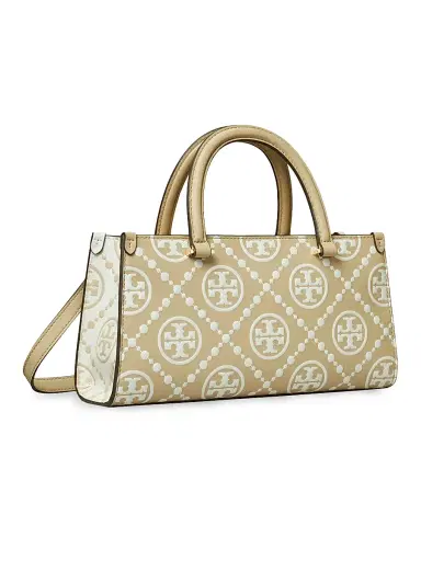 Tory Burch Women's Small T Monogram Embossed Leather Top Handle Bag - Beige | Thumbnail 5