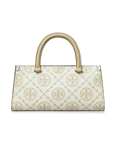 Tory Burch Women's Small T Monogram Embossed Leather Top Handle Bag - Beige | Thumbnail 6