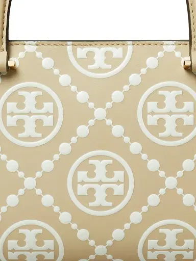 Tory Burch Women's Small T Monogram Embossed Leather Top Handle Bag - Beige | Thumbnail 7