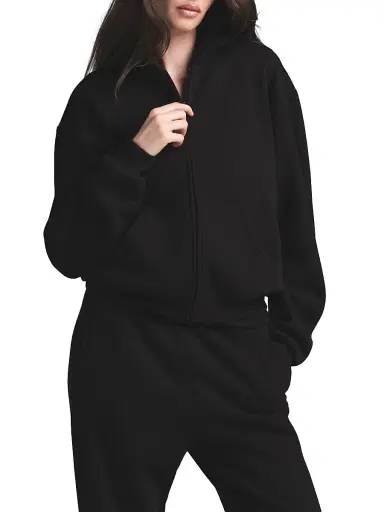 Skims Women's Cotton Fleece Zip-Up Hoodie - Onyx - Size XS | Thumbnail 3 Skims Women's Cotton Fleece Zip-Up Hoodie - Onyx - Size XS | Thumbnail 3
