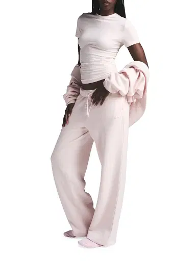Skims Women's Cotton Fleece Straight-Leg Pants - Light Heather Grey | Thumbnail 2