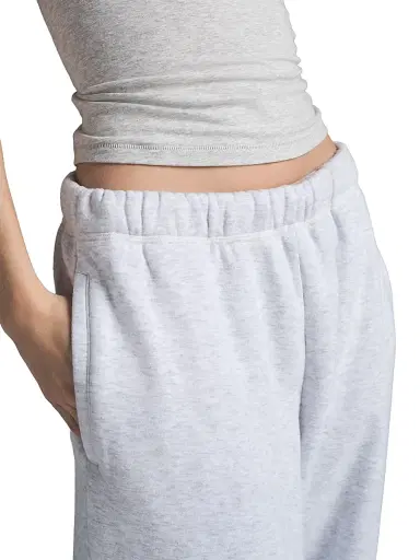 Skims Women's Cotton Fleece Straight-Leg Pants - Light Heather Grey | Thumbnail 5