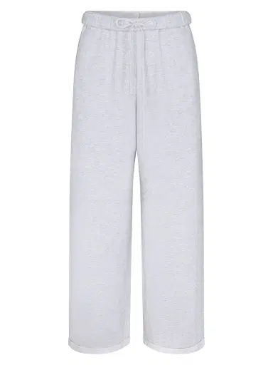 Skims Women's Cotton Fleece Straight-Leg Pants - Light Heather Grey | Thumbnail 1