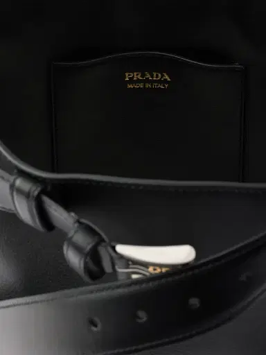 Prada Women's Buckle Leather Bucket Bag with Belt - Black | Thumbnail 6 Prada Women's Buckle Leather Bucket Bag with Belt - Black | Thumbnail 6