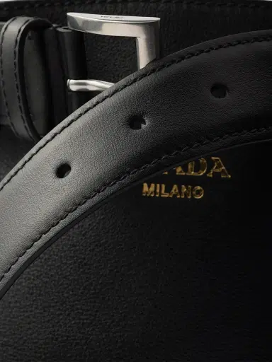 Prada Women's Buckle Leather Bucket Bag with Belt - Black | Thumbnail 7 Prada Women's Buckle Leather Bucket Bag with Belt - Black | Thumbnail 7