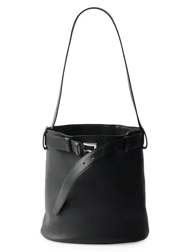 Prada Women's Buckle Leather Bucket Bag with Belt - Black | Thumbnail 1 Prada Women's Buckle Leather Bucket Bag with Belt - Black | Thumbnail 1
