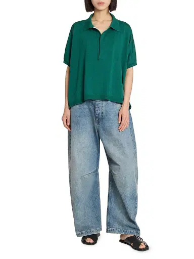 Loewe Women's Anagram Mid-Rise Barrel Jeans - Washed Denim - Size 10 | Thumbnail 2