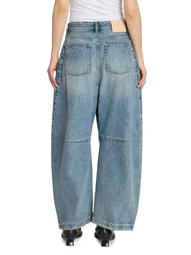 Loewe Women's Anagram Mid-Rise Barrel Jeans - Washed Denim - Size 10 | Thumbnail 5