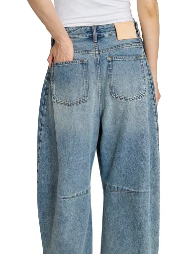 Loewe Women's Anagram Mid-Rise Barrel Jeans - Washed Denim - Size 10 | Thumbnail 6