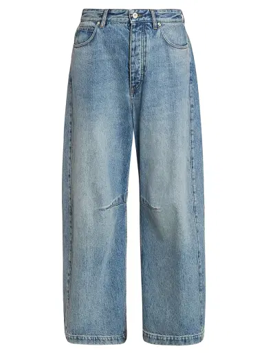 Loewe Women's Anagram Mid-Rise Barrel Jeans - Washed Denim - Size 10 | Thumbnail 1