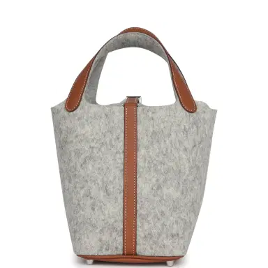 HERMÈS Hermes Picotin Lock 18 Gris Clair Feutre and Gold Swift Palladium Hardware | Thumbnail 4 HERMÈS Hermes Picotin Lock 18 Gris Clair Feutre and Gold Swift Palladium Hardware | Thumbnail 4