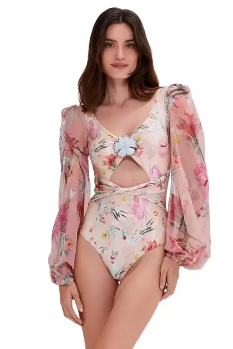 PatBo LILY FLOWER LONG SLEEVE SWIMSUIT