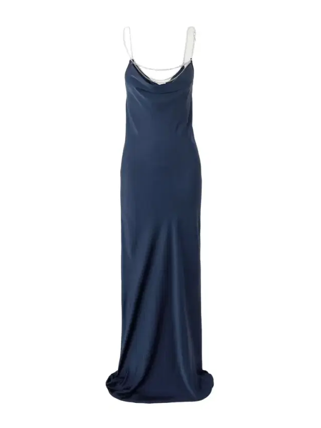 Chain-embellished Draped Satin Maxi Dress