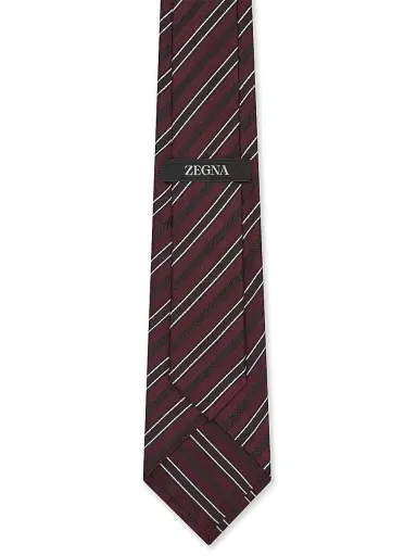 Zegna Men's Striped Silk and Cotton Tie | Thumbnail 2 Zegna Men's Striped Silk and Cotton Tie | Thumbnail 2