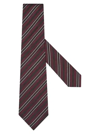 Zegna Men's Striped Silk and Cotton Tie | Thumbnail 1 Zegna Men's Striped Silk and Cotton Tie | Thumbnail 1