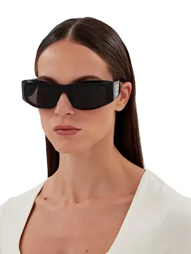 Balenciaga Women's Signature 60MM Rectangular Sunglasses - Black | Thumbnail 2