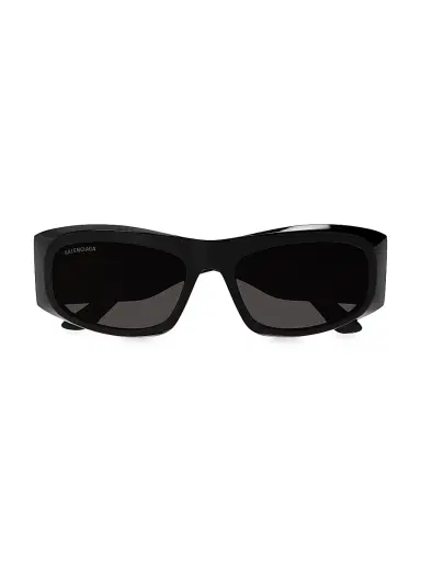 Balenciaga Women's Signature 60MM Rectangular Sunglasses - Black | Thumbnail 3
