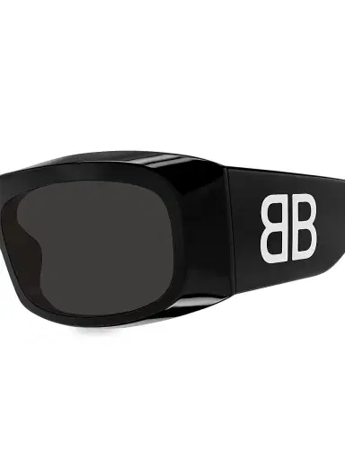Balenciaga Women's Signature 60MM Rectangular Sunglasses - Black | Thumbnail 4