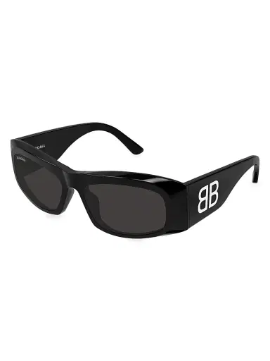Balenciaga Women's Signature 60MM Rectangular Sunglasses - Black | Thumbnail 1