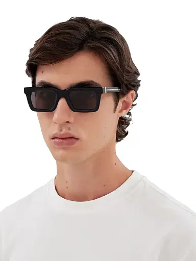 Alexander McQueen Men's Skull Hardware 60MM Square Sunglasses - Black | Thumbnail 2