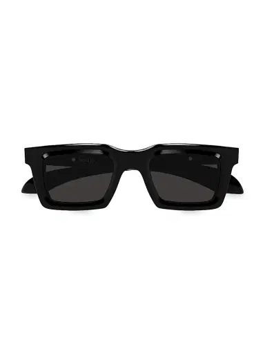 Alexander McQueen Men's Skull Hardware 60MM Square Sunglasses - Black | Thumbnail 3