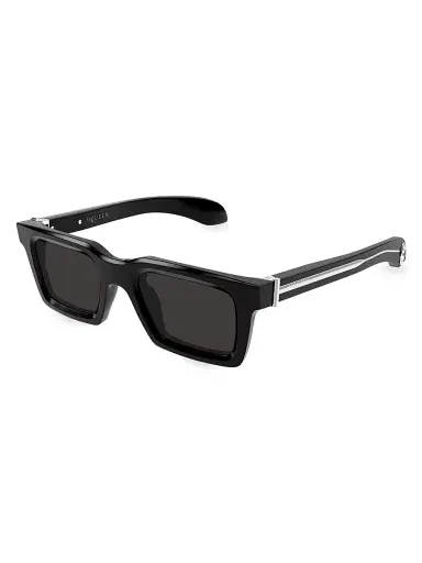 Alexander McQueen Men's Skull Hardware 60MM Square Sunglasses - Black | Thumbnail 1