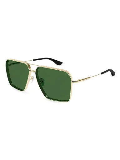 Alexander McQueen Men's Metal Cross-Bar 60MM Navigator Sunglasses - Gold Green | Thumbnail 1