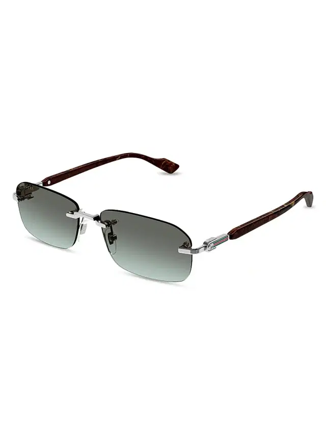 Gucci Men's  125th Street 56MM Rectangular Sunglasses - Brown Silver Grey