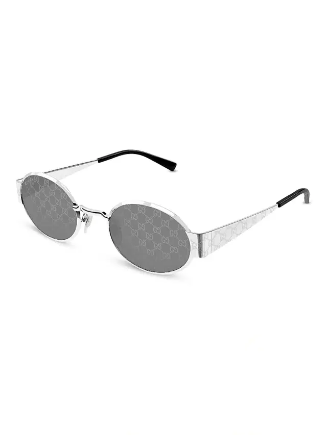Gucci Men's Guccissima Metal 51MM Oval Sunglasses - Silver