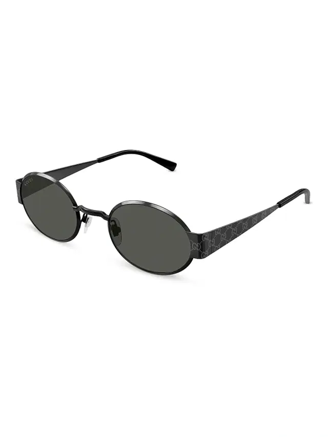 Gucci Men's ssima Metal 51MM Oval Sunglasses - Ruthenium