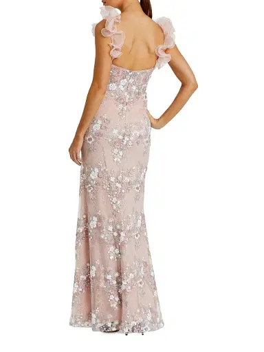 Mac Duggal Women's Floral Embroidered Ruffle Bustier Gown - Pastel Multi - Size 12 | Thumbnail 2