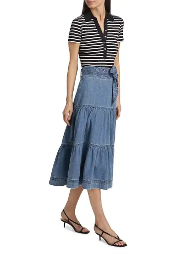 Veronica Beard Women's Kearney Striped Polo T-Shirt | Thumbnail 2 Veronica Beard Women's Kearney Striped Polo T-Shirt | Thumbnail 2