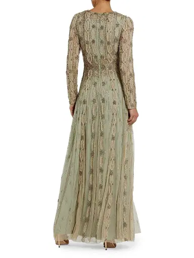 Mac Duggal Women's Embellished Tulle Round-Neck Gown - Beige Sage - Size 18 | Thumbnail 2