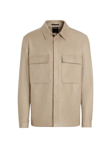 Zegna Men's Oasi Lino Overshirt - Light Taupe - Size XXL | Thumbnail 1 Zegna Men's Oasi Lino Overshirt - Light Taupe - Size XXL | Thumbnail 1
