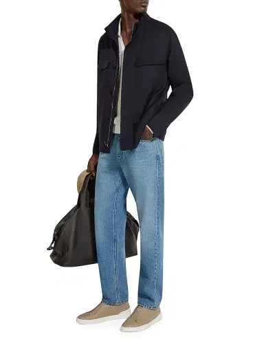 Zegna Men's Motorin 125CC Microfiber Field Jacket - Navy Blue - Size 46 | Thumbnail 5