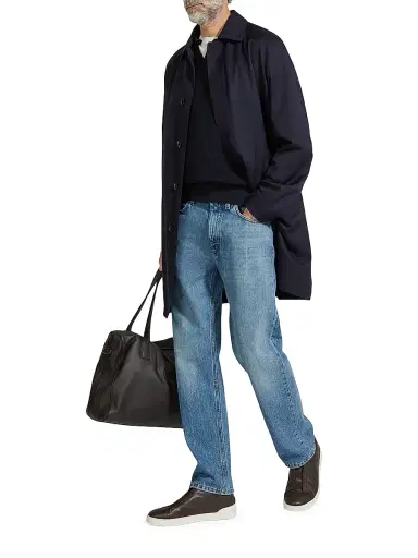 Zegna Men's Motorin 300CC Microfiber Rain Coat - Navy Blue - Size 46 | Thumbnail 5