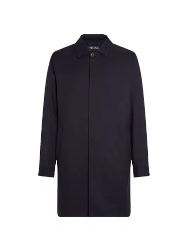Zegna Men's Motorin 300CC Microfiber Rain Coat - Navy Blue - Size 46 | Thumbnail 1