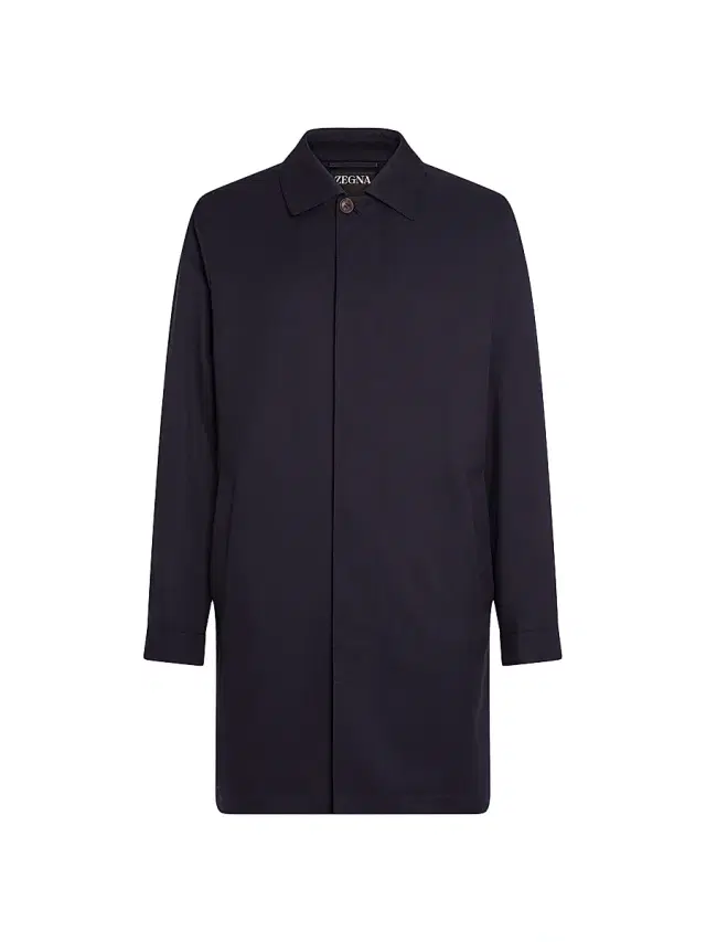 ZEGNA Men's Motorin 300CC Microfiber Rain Coat - Navy Blue