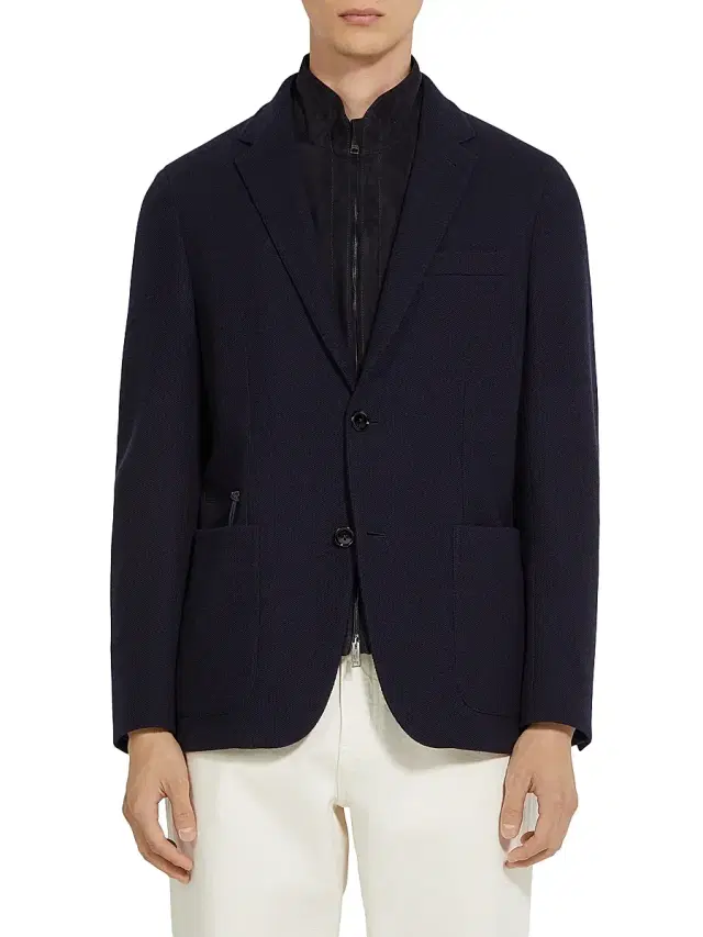 Men's High Performance Jersey Wool and Cotton Jacket - Navy Blue