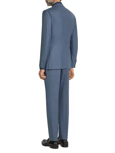 Zegna Men's Over-Checked Two-Piece Wool Suit - Grey - Size 30 | Thumbnail 8 Zegna Men's Over-Checked Two-Piece Wool Suit - Grey - Size 30 | Thumbnail 8