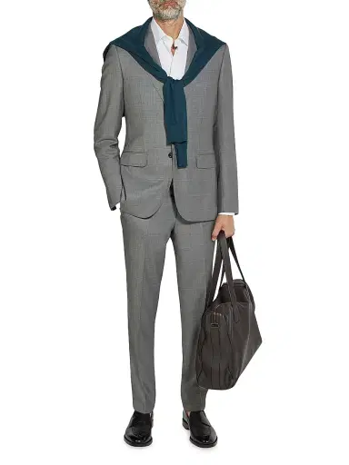 Zegna Men's Over-Checked Two-Piece Wool Suit - Grey - Size 30 | Thumbnail 1 Zegna Men's Over-Checked Two-Piece Wool Suit - Grey - Size 30 | Thumbnail 1